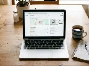 Local trade search results shown on a laptop