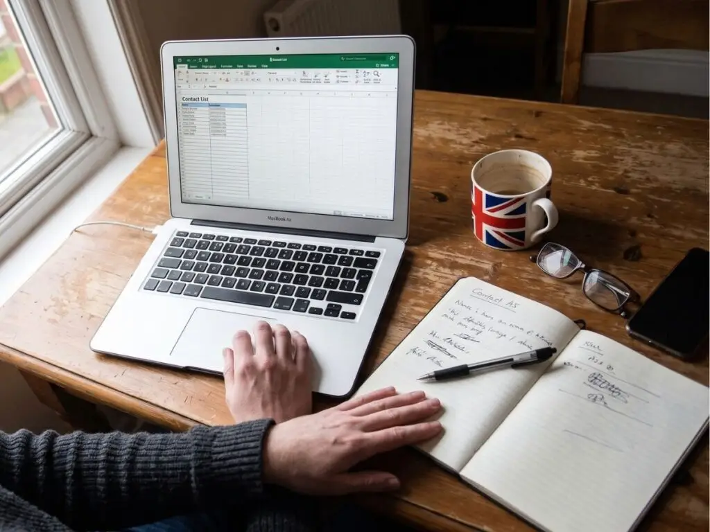 Business owner reviewing their customer email list