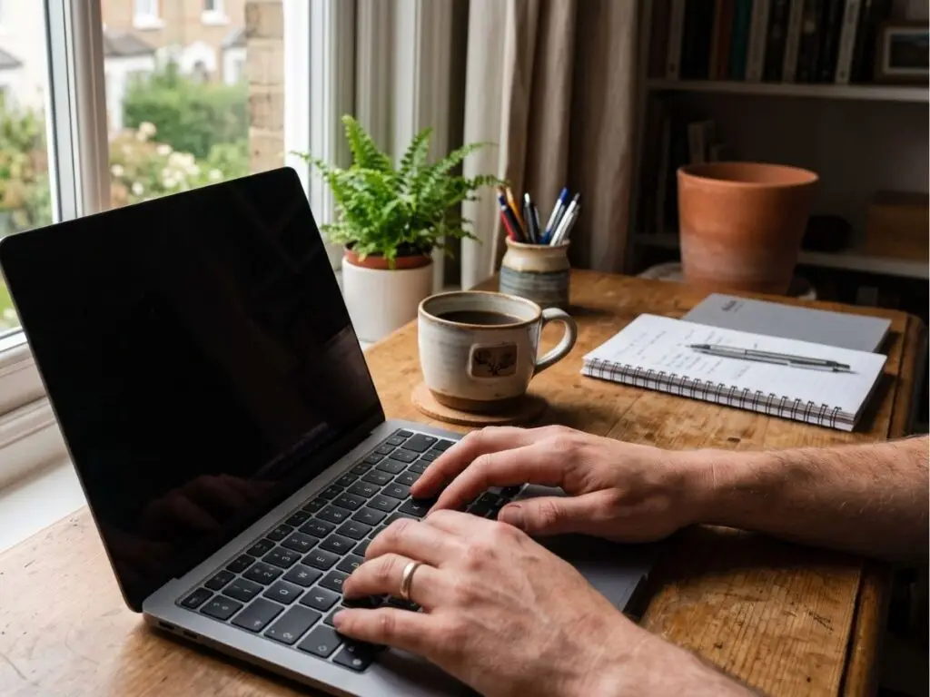 Business owner reviewing their customer email list