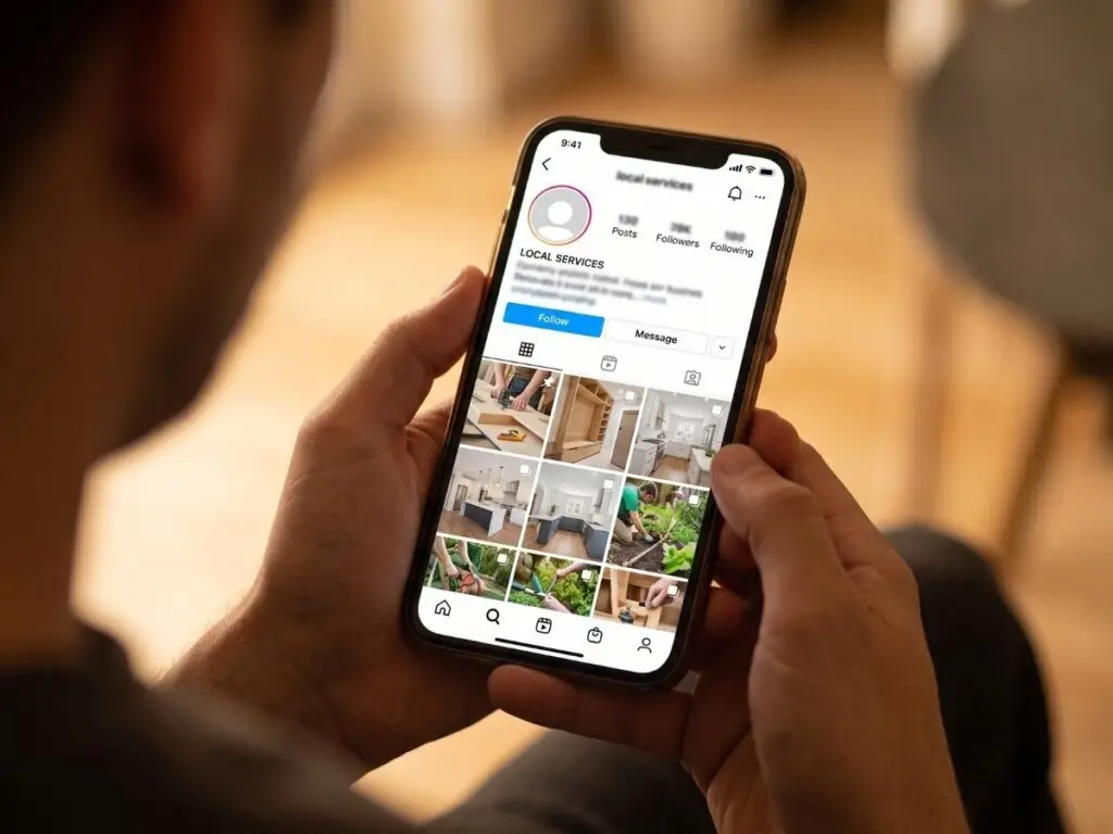 Customer checking a local business social media profile