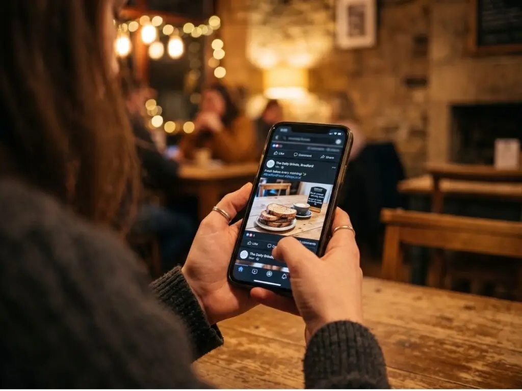 Local business advert appearing in a social media feed