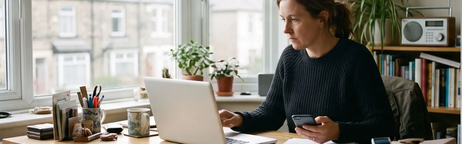 Small business owner reviewing their advertising results on a laptop